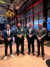 Reitor Vicente Noronha ao lado do Presidente do Clube do Remo, Antônio Carlos Teixeira (Tonhão), do Comandante Geral da Polícia Militar do Pará, coronel Dilson Júnior e do Promotor Harrison Bezerra