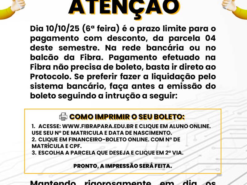 Aviso sobre desconto - Outubro 2025